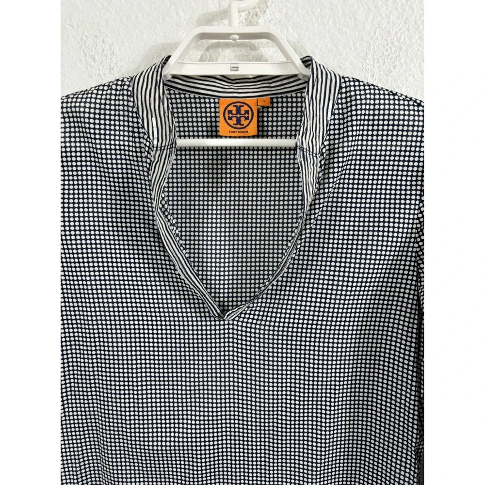 Tory‎ Burch Stephanie Tunic Polka Dot Long Sleeve Top Blouse Size 4